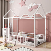 Bellemave® Metal Floor House Bed with Fence - Bellemave
